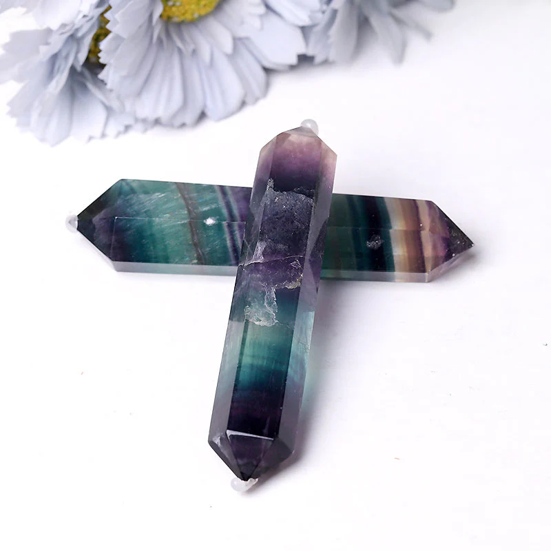 2.2-2.4 Inch Rainbow Fluorite Double Terminated Crystal Points for Healing - Image 4