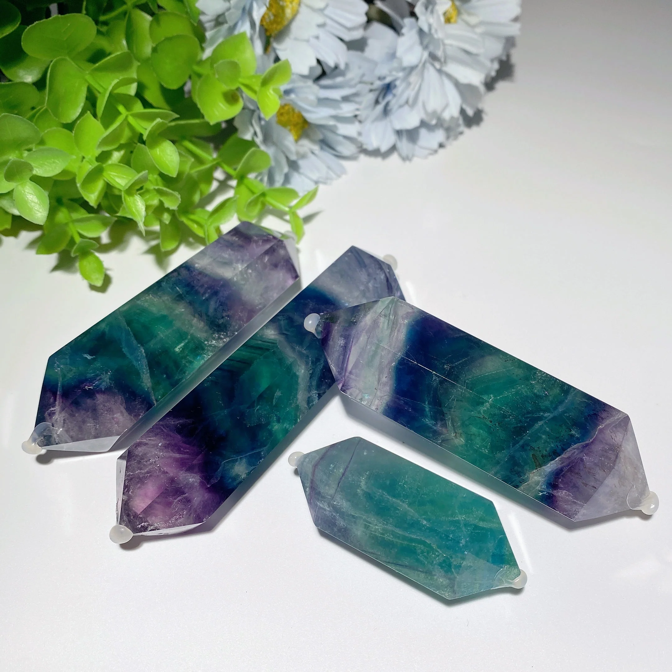 Rainbow Fluorite Double Terminated Crystal Point 2.3-5in Healing - Image 3