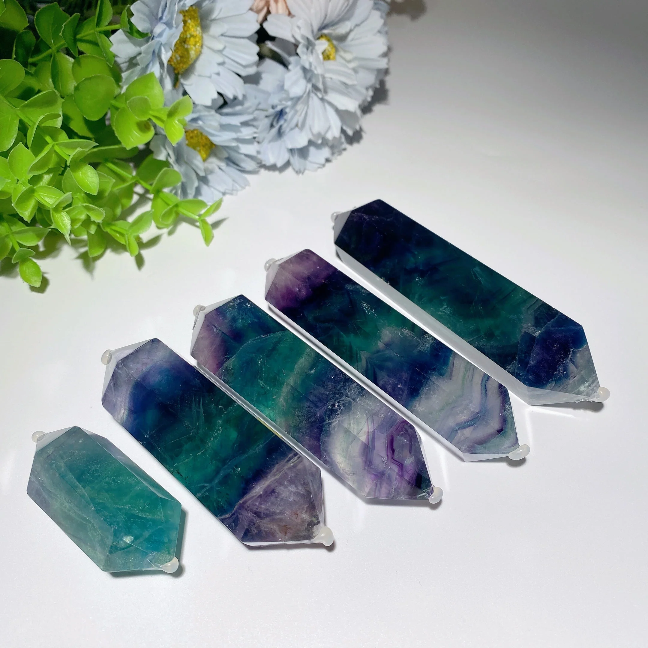 Rainbow Fluorite Double Terminated Crystal Point 2.3-5in Healing - Image 4
