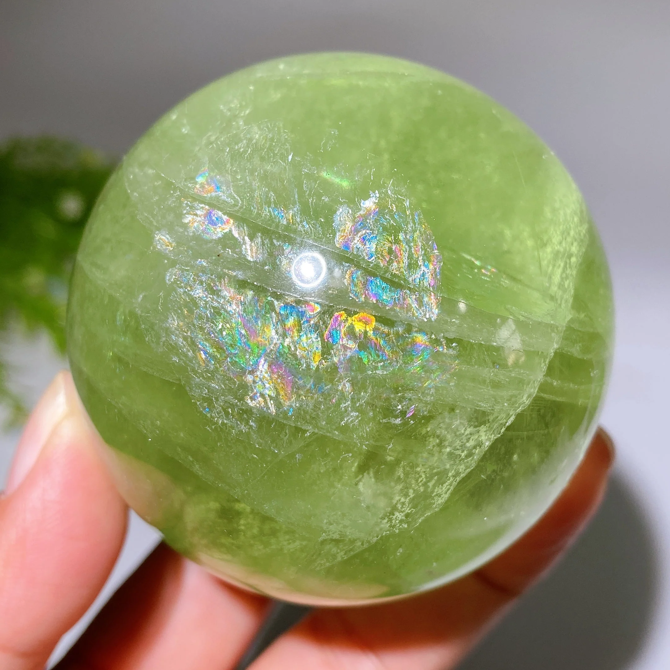2-3 inch Rainbow Green Fluorite Healing Sphere - Image 4