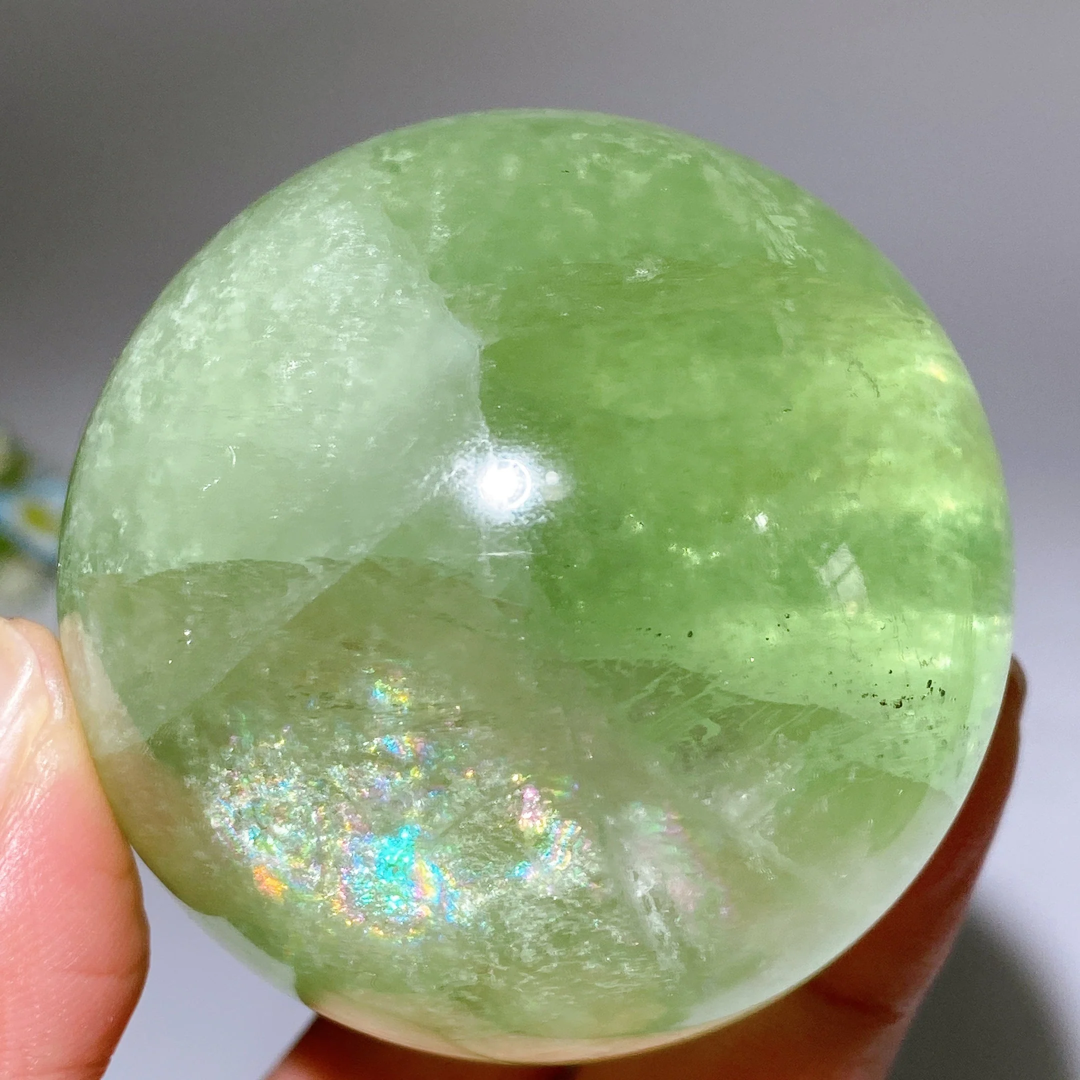 2-3 inch Rainbow Green Fluorite Healing Sphere - Image 5