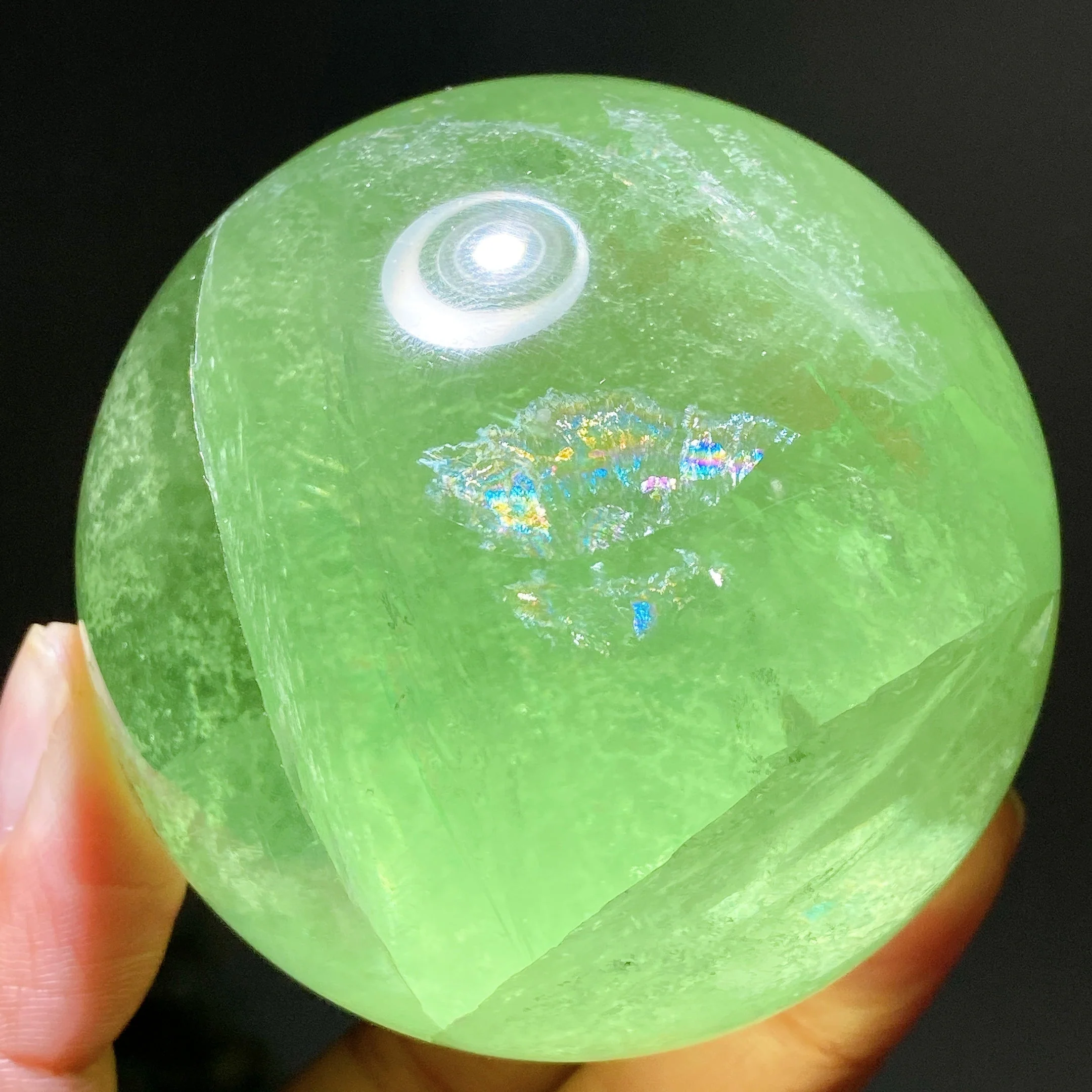 2-3 inch Rainbow Green Fluorite Healing Sphere - Image 7