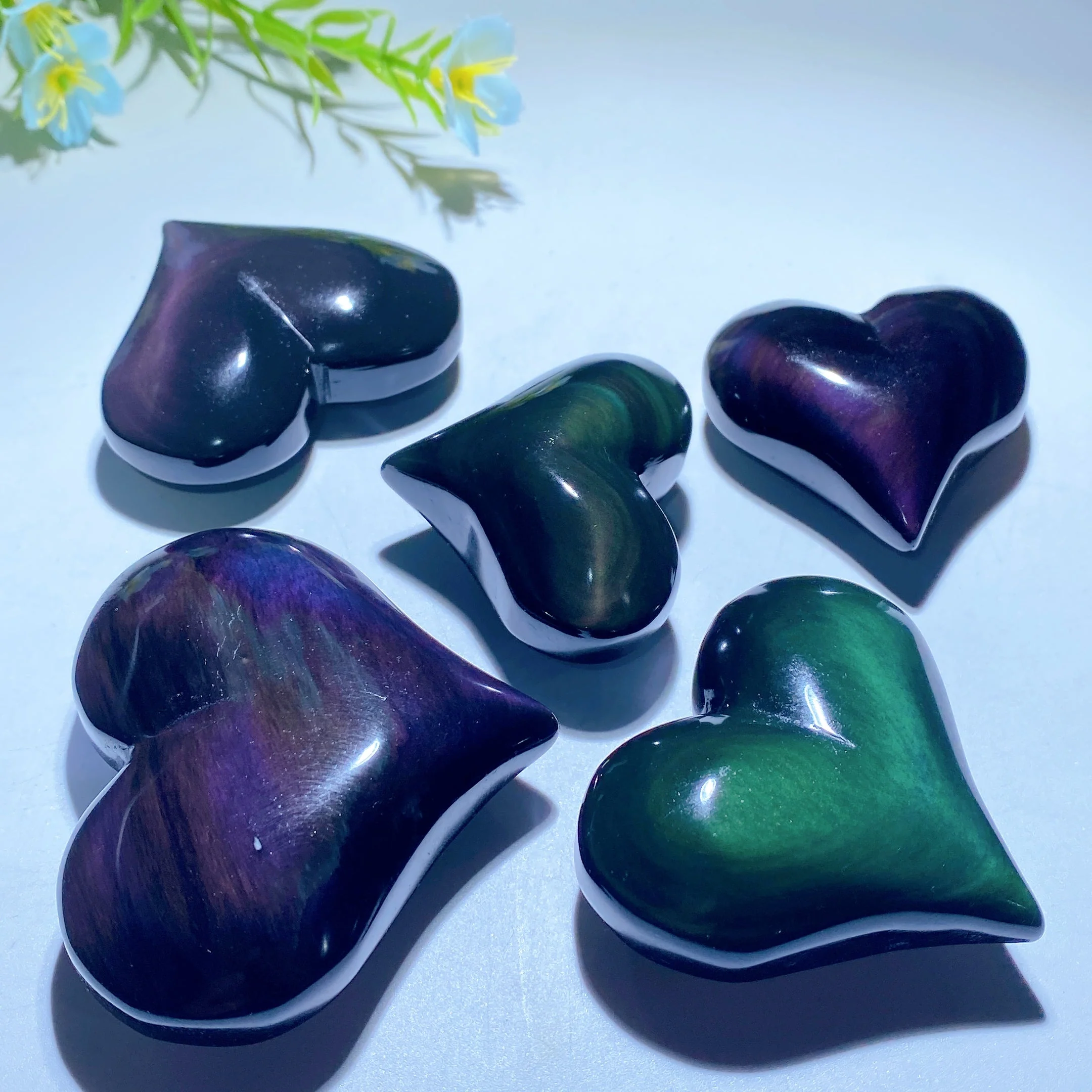 Rainbow Obsidian Heart Carving 1.8-2.7 Inch Crystal - Image 6