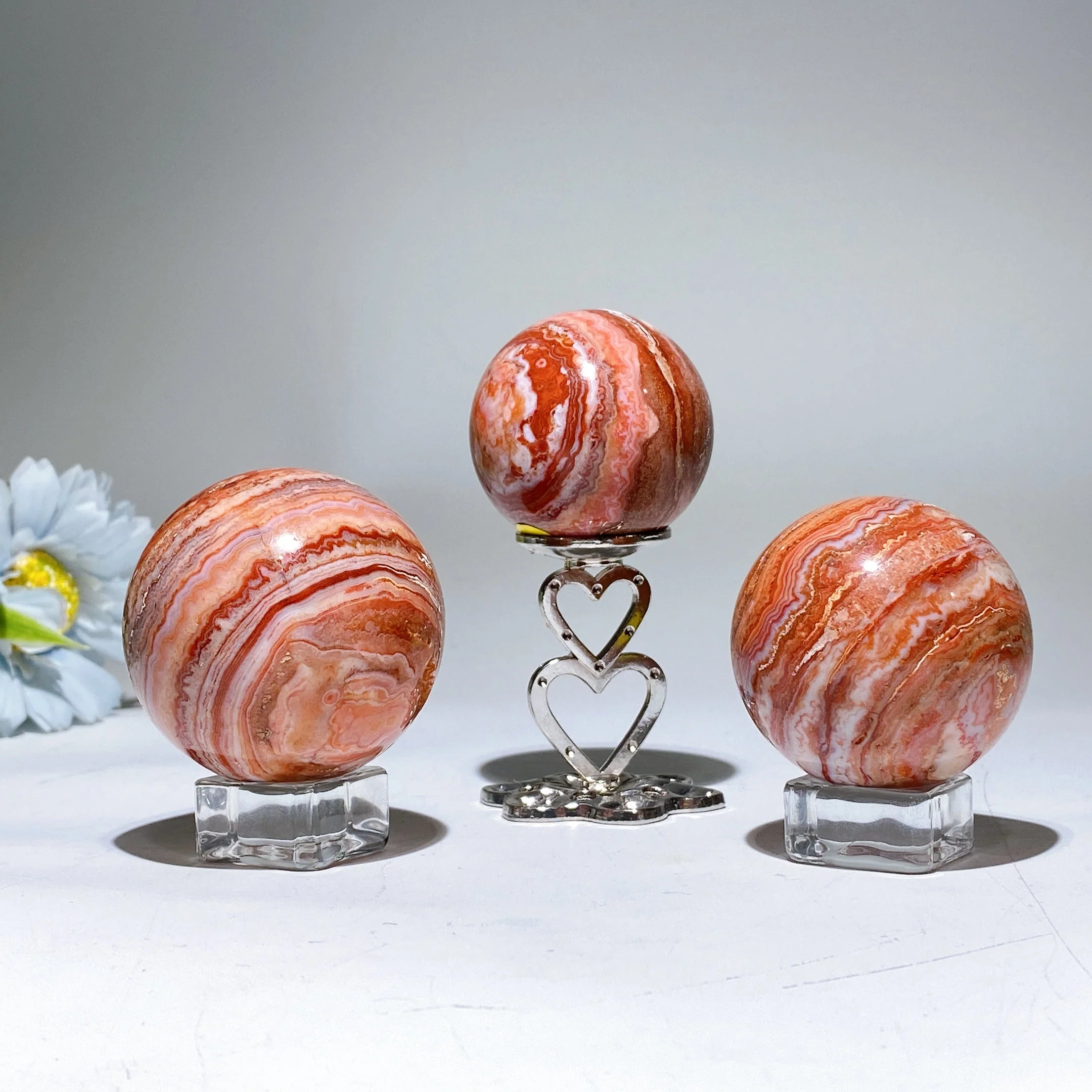 1.6-2.2 inch Red Crazy Agate Crystal Sphere for Healing Display - Image 3