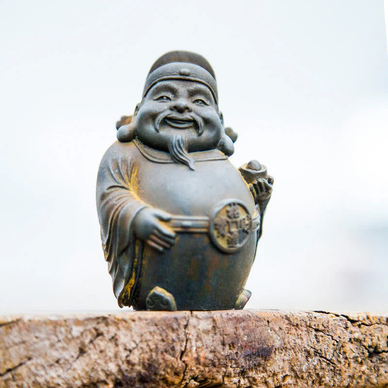 Rust Version Literary God of Wealth Iron Powder Statue - Image 3