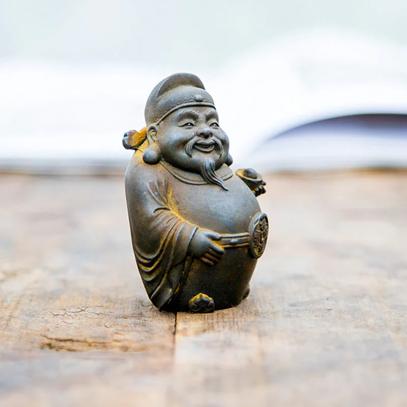 Rust Version Literary God of Wealth Iron Powder Statue - Image 4