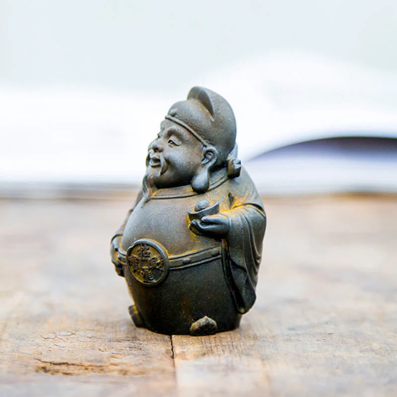 Rust Version Literary God of Wealth Iron Powder Statue - Image 5