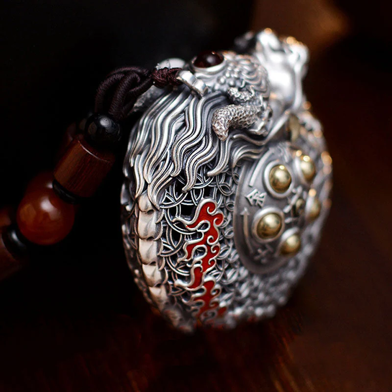 999 Sterling Silver Dragon Ball Hanging Decoration for Strength & Balance - Image 3