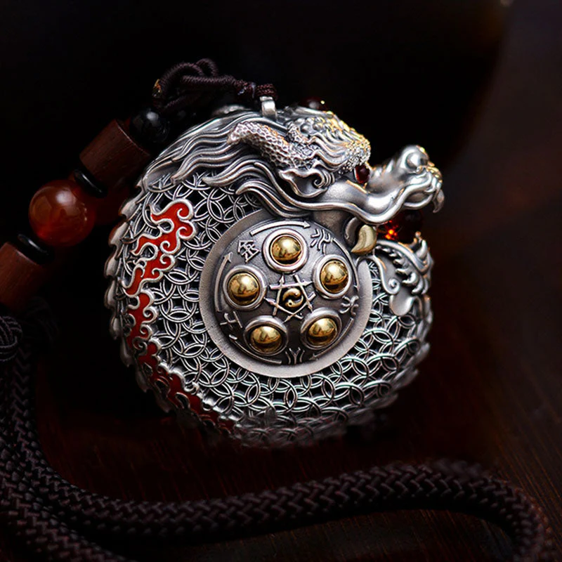999 Sterling Silver Dragon Ball Hanging Decoration for Strength & Balance - Image 4