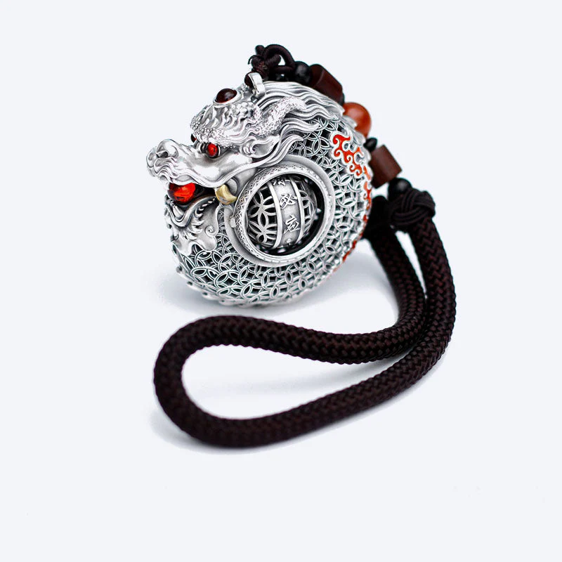 999 Sterling Silver Dragon Ball Hanging Decoration for Strength & Balance - Image 5
