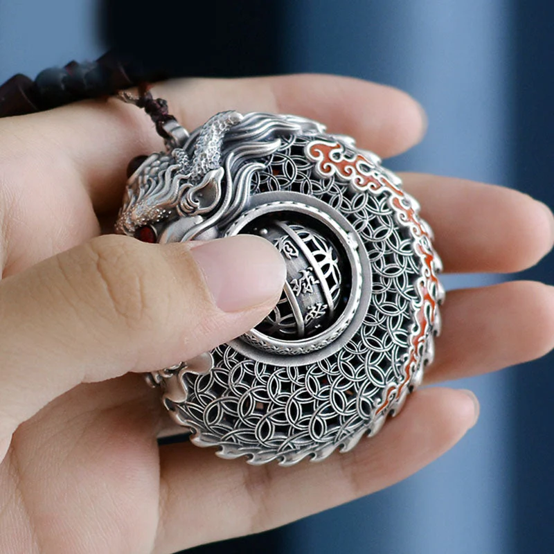 999 Sterling Silver Dragon Ball Hanging Decoration for Strength & Balance - Image 6