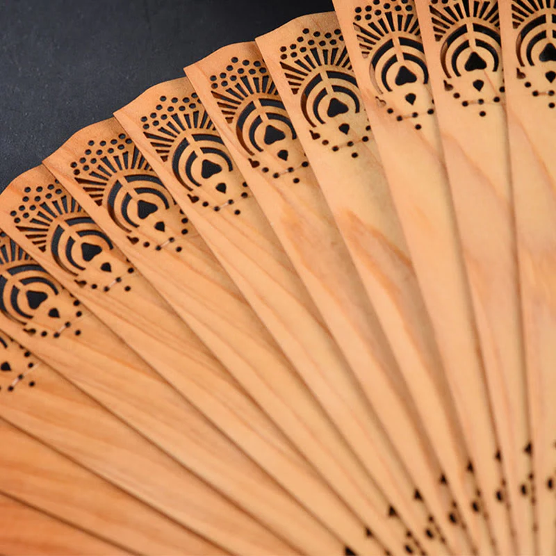 18cm Thuja Sutchuenensis Wood Auspicious Clouds Chinese Folding Fan - Image 4