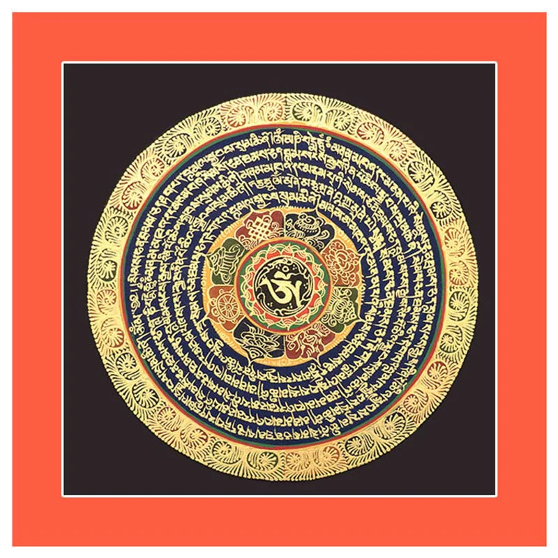 27cm Tibetan Thangka Painting with Six True Words Scripture | Meditation Decor - Image 10