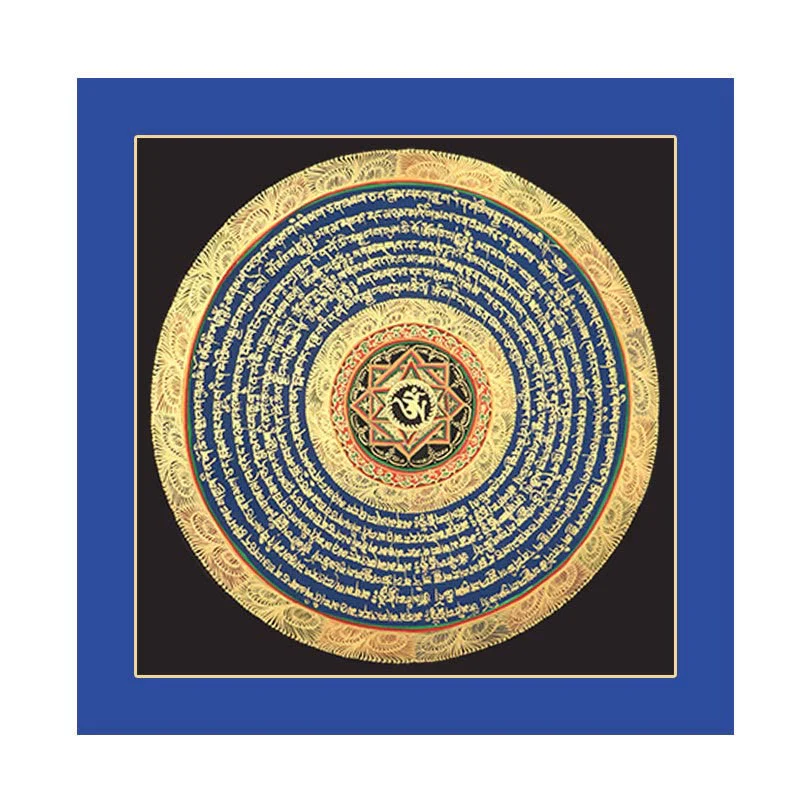27cm Tibetan Thangka Painting with Six True Words Scripture | Meditation Decor - Image 12