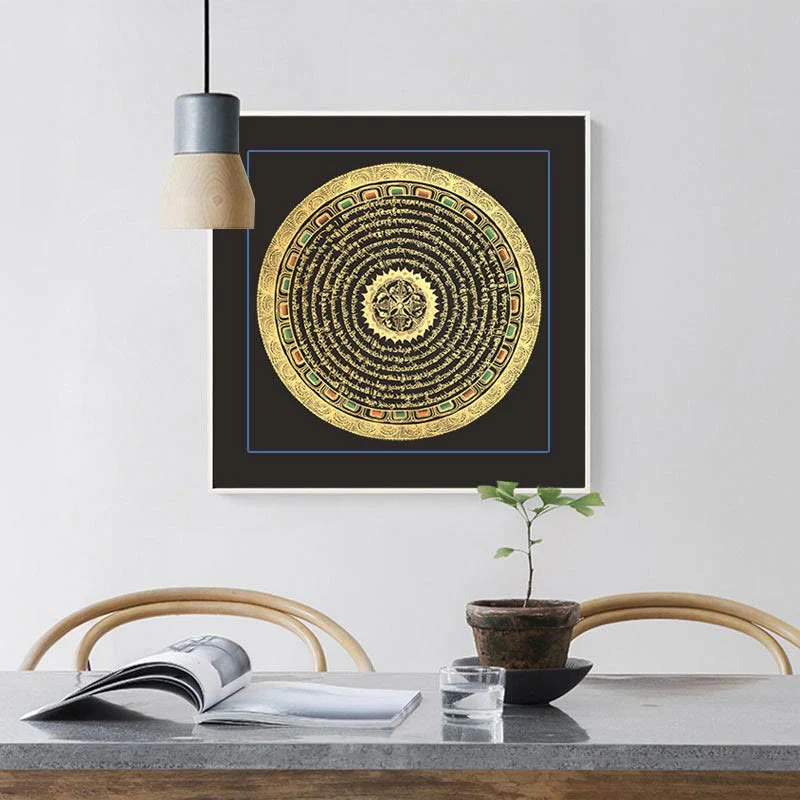 27cm Tibetan Thangka Painting with Six True Words Scripture | Meditation Decor - Image 5