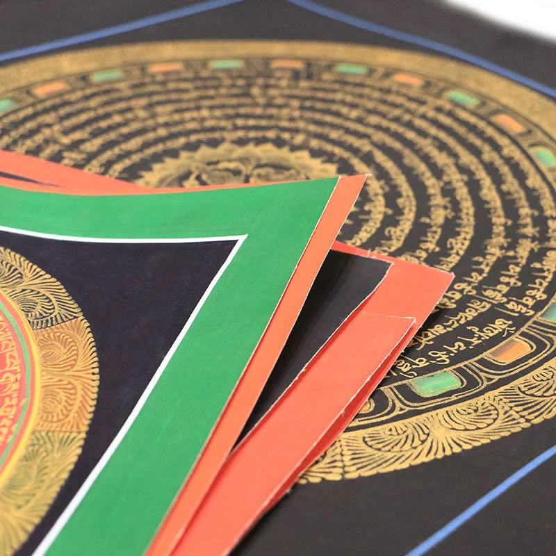 27cm Tibetan Thangka Painting with Six True Words Scripture | Meditation Decor - Image 6