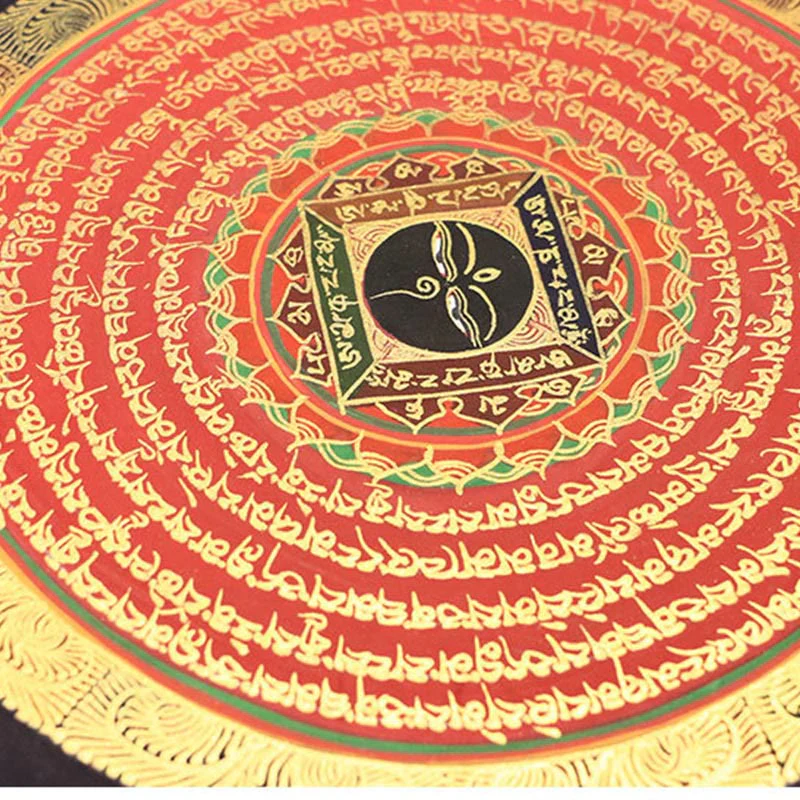 27cm Tibetan Thangka Painting with Six True Words Scripture | Meditation Decor - Image 9