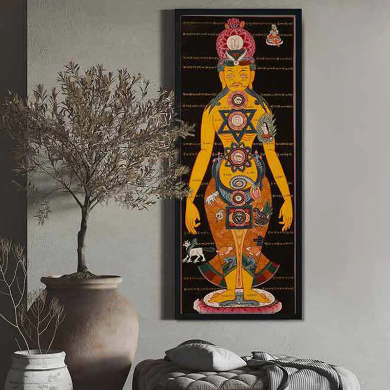 26.77x11.42 in Tibetan Thangka Painting Handmade Decoration - Image 3