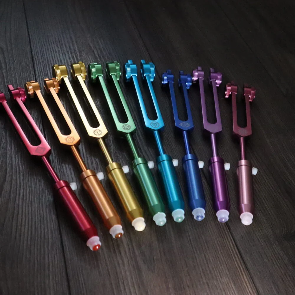 Tuning Fork Essential Oil Roller Ball Gemstone Feet Attachments - 9pc Set - Image 3
