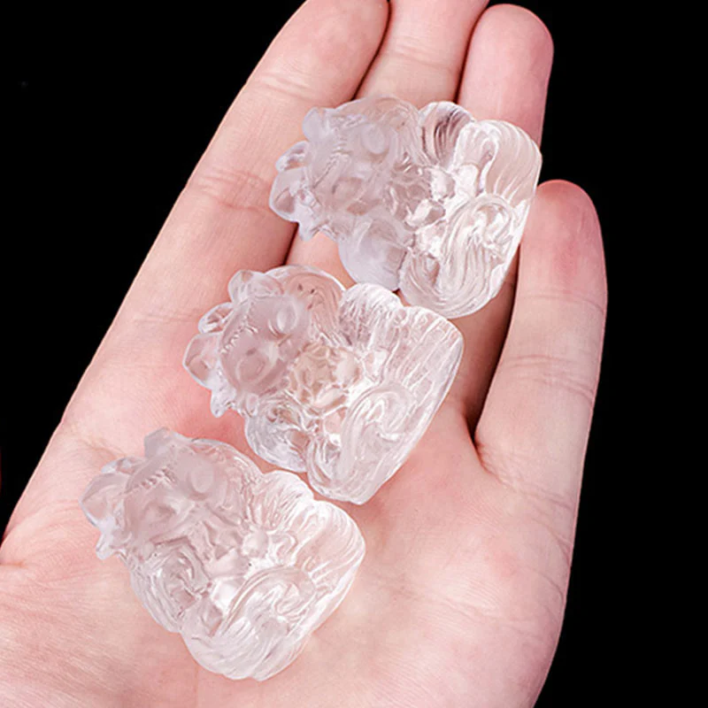 3x3.8cm White Crystal Nine Tailed Fox Carved Decor - Image 5
