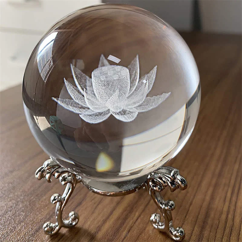 White Crystal Zen Decor with Dragon & Lotus Symbols - Image 3