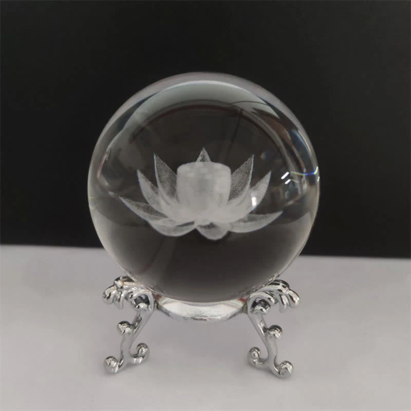 White Crystal Zen Decor with Dragon & Lotus Symbols - Image 5