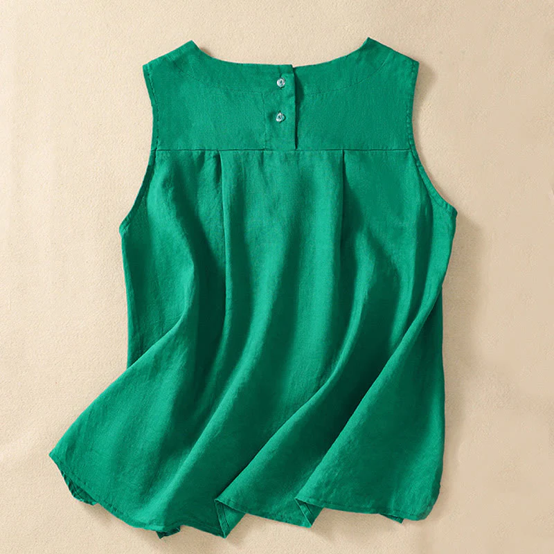 Casual Women's Cotton Linen Sleeveless Vest | Yoga Top - Image 15