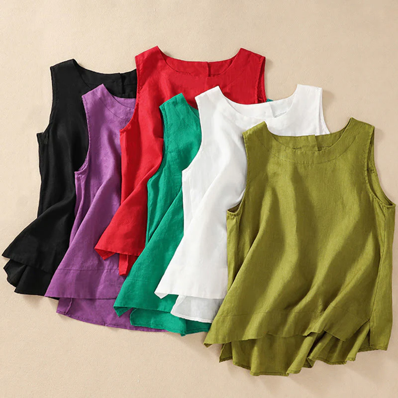 Casual Women's Cotton Linen Sleeveless Vest | Yoga Top - Image 24