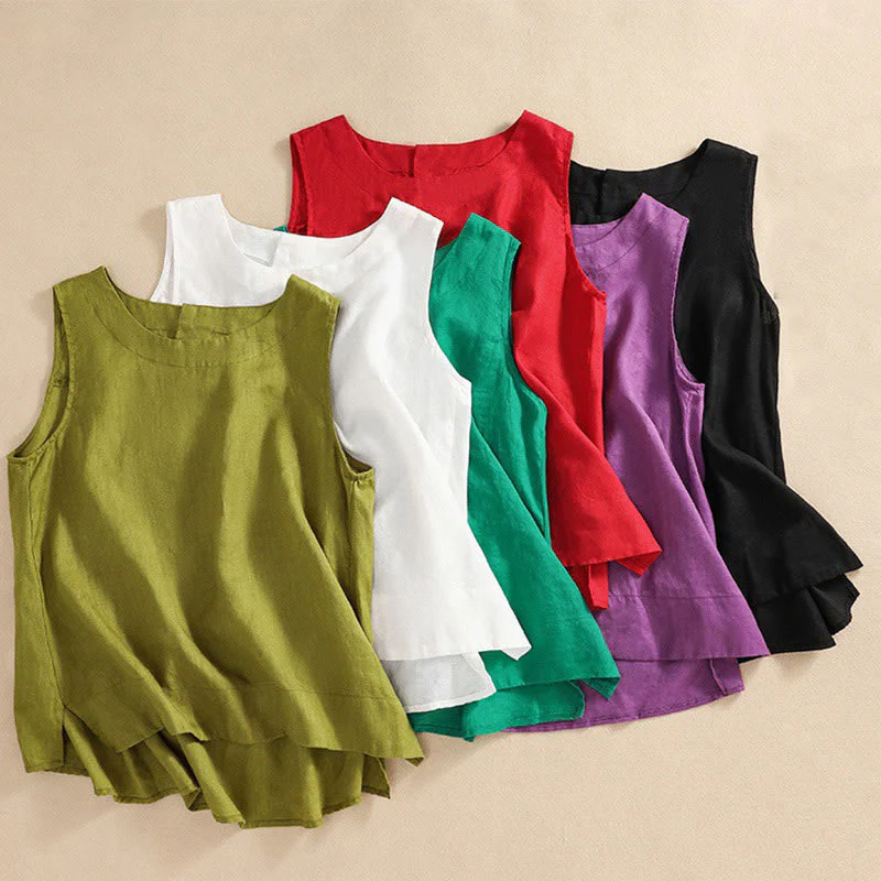 Casual Women's Cotton Linen Sleeveless Vest | Yoga Top - Image 25