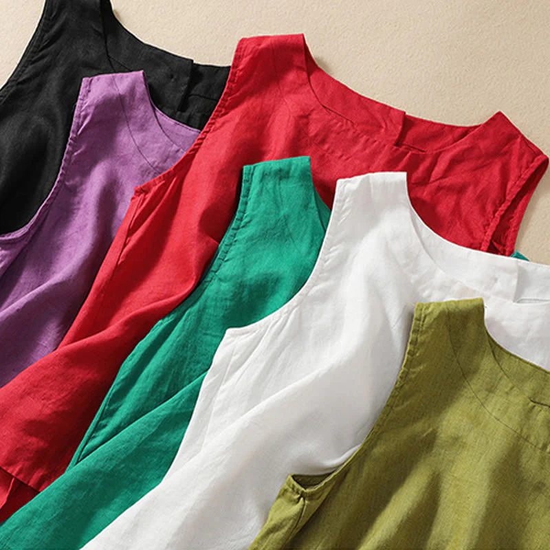 Casual Women's Cotton Linen Sleeveless Vest | Yoga Top - Image 26