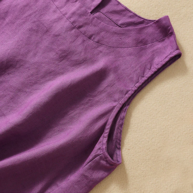 Casual Women's Cotton Linen Sleeveless Vest | Yoga Top - Image 3