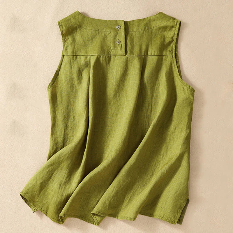 Casual Women's Cotton Linen Sleeveless Vest | Yoga Top - Image 5