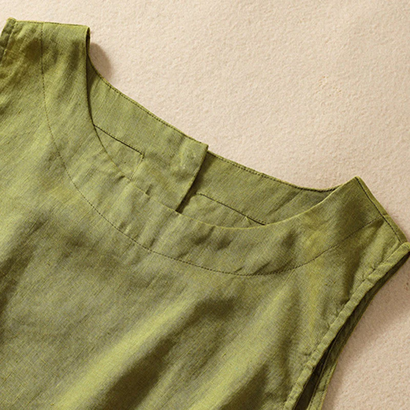 Casual Women's Cotton Linen Sleeveless Vest | Yoga Top - Image 7
