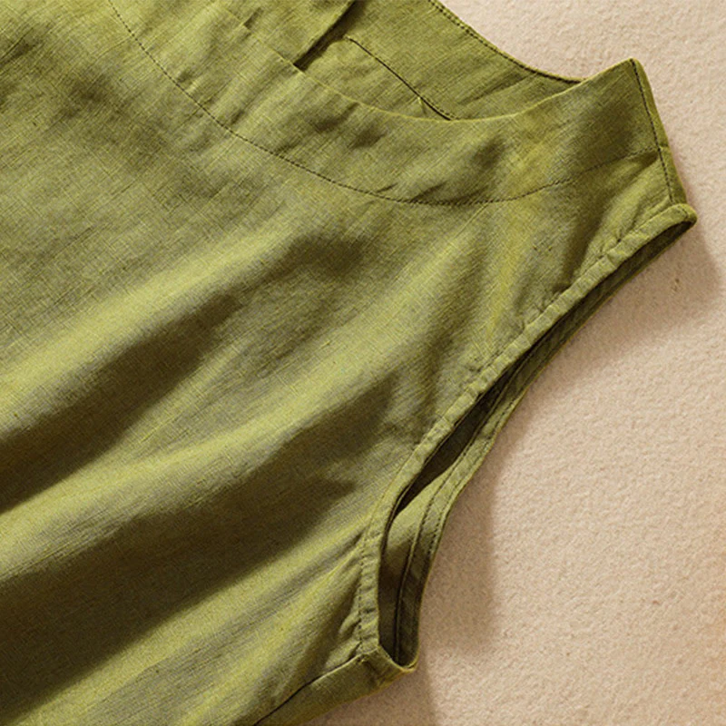 Casual Women's Cotton Linen Sleeveless Vest | Yoga Top - Image 8