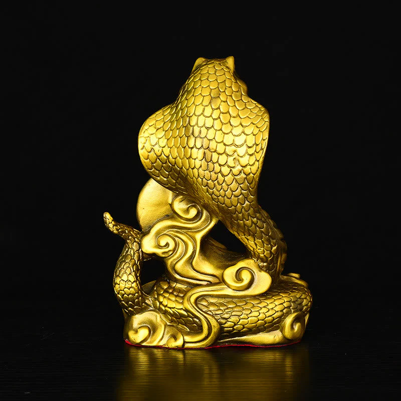 Brass Year of the Snake Fu Character Statue 14x9x19cm - Image 3