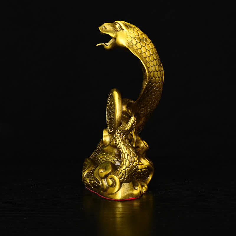 Brass Year of the Snake Fu Character Statue 14x9x19cm - Image 5