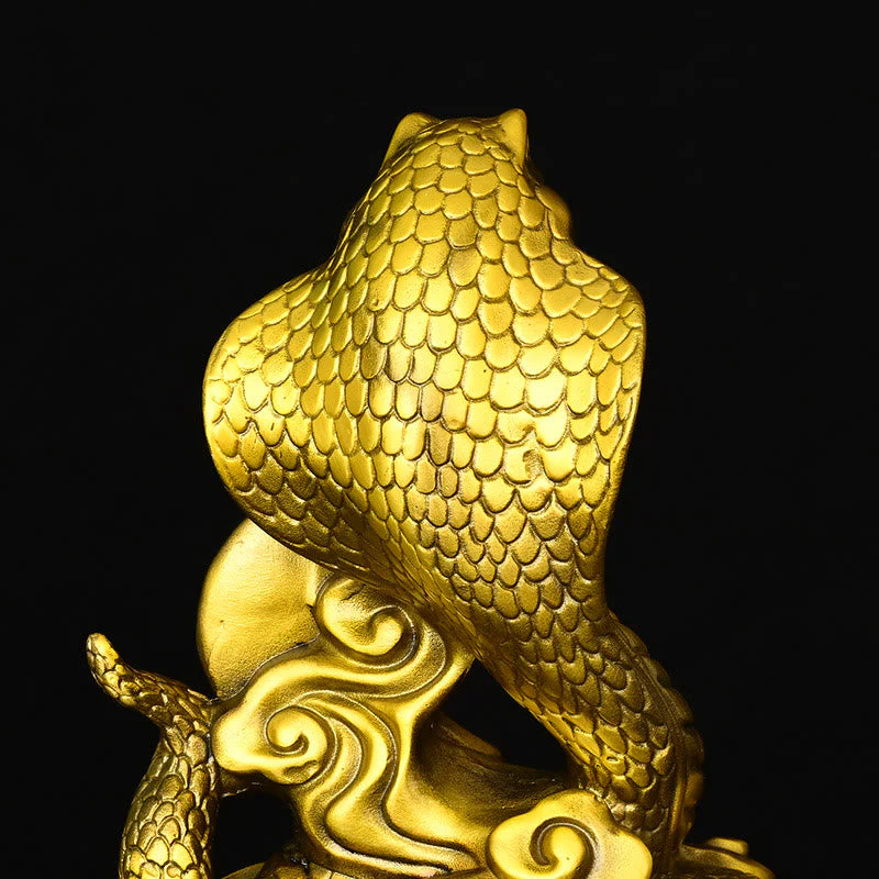Brass Year of the Snake Fu Character Statue 14x9x19cm - Image 6