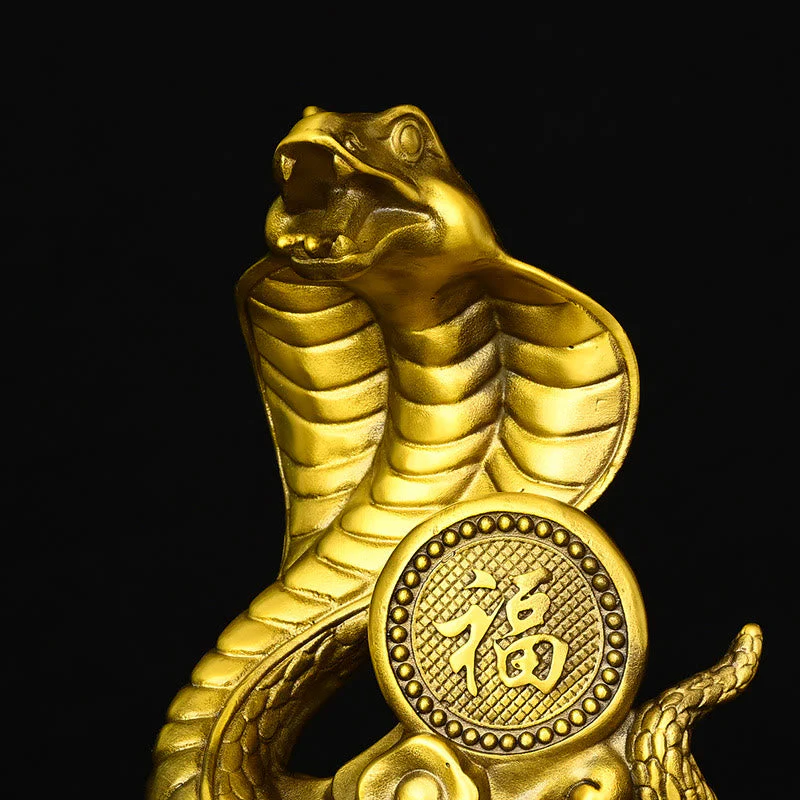 Brass Year of the Snake Fu Character Statue 14x9x19cm - Image 7