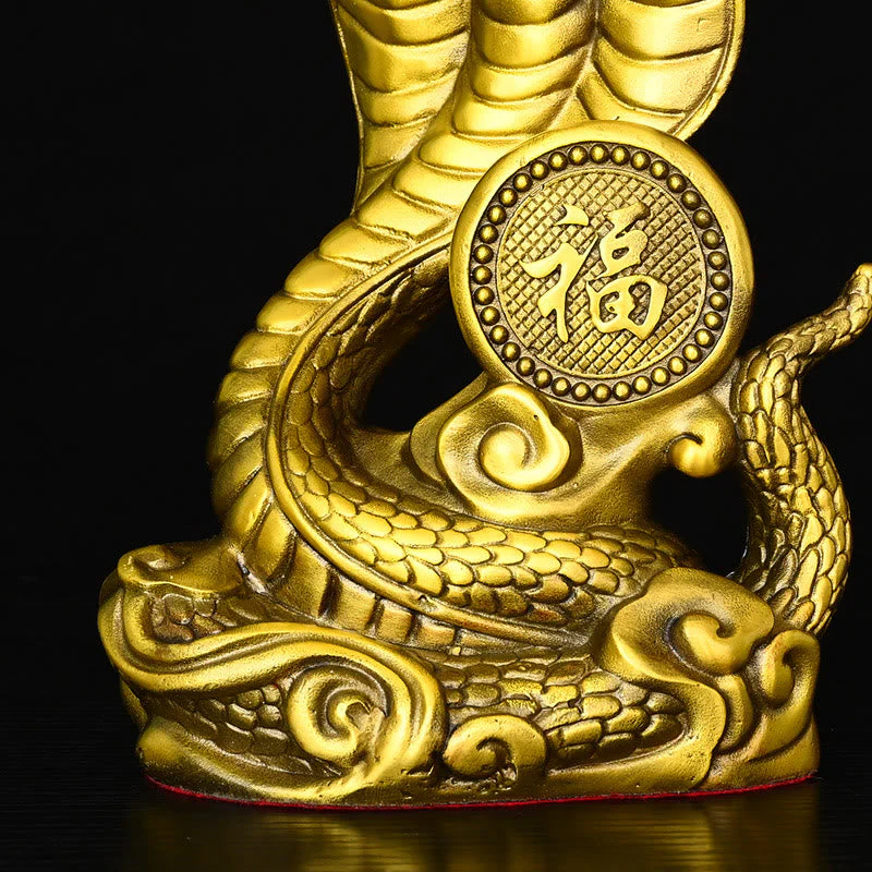 Brass Year of the Snake Fu Character Statue 14x9x19cm - Image 8
