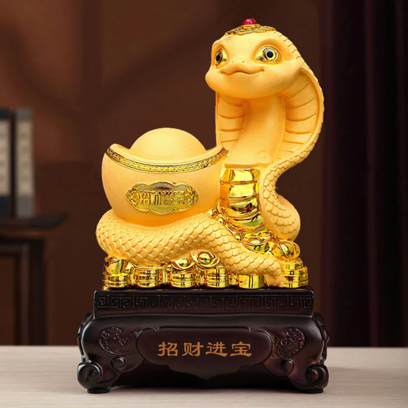 Small Resin Year of the Snake Gold Ingots Treasure Bowl Decor - Image 3