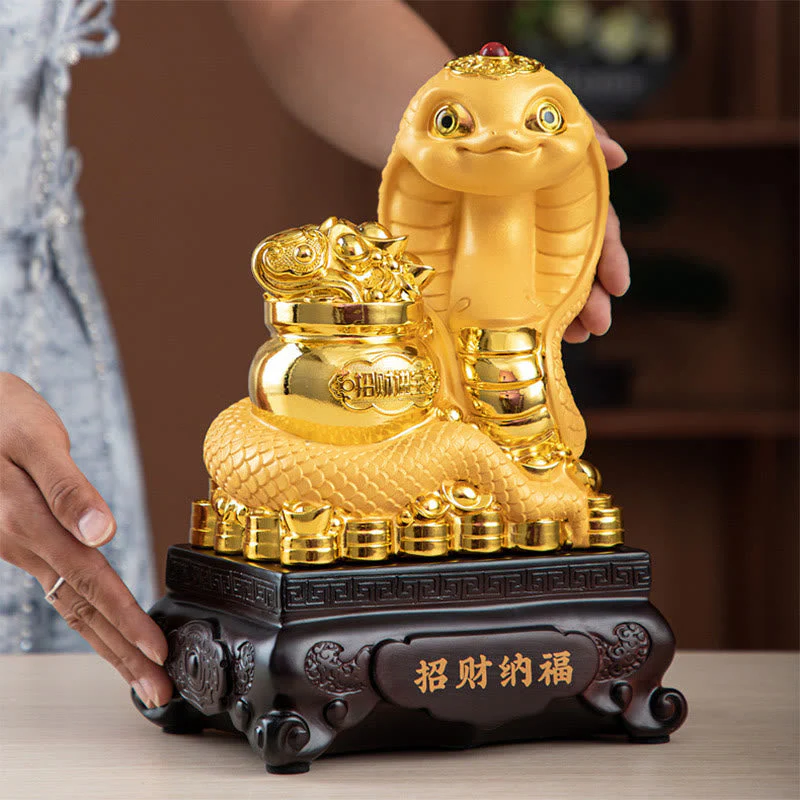 Small Resin Year of the Snake Gold Ingots Treasure Bowl Decor - Image 4