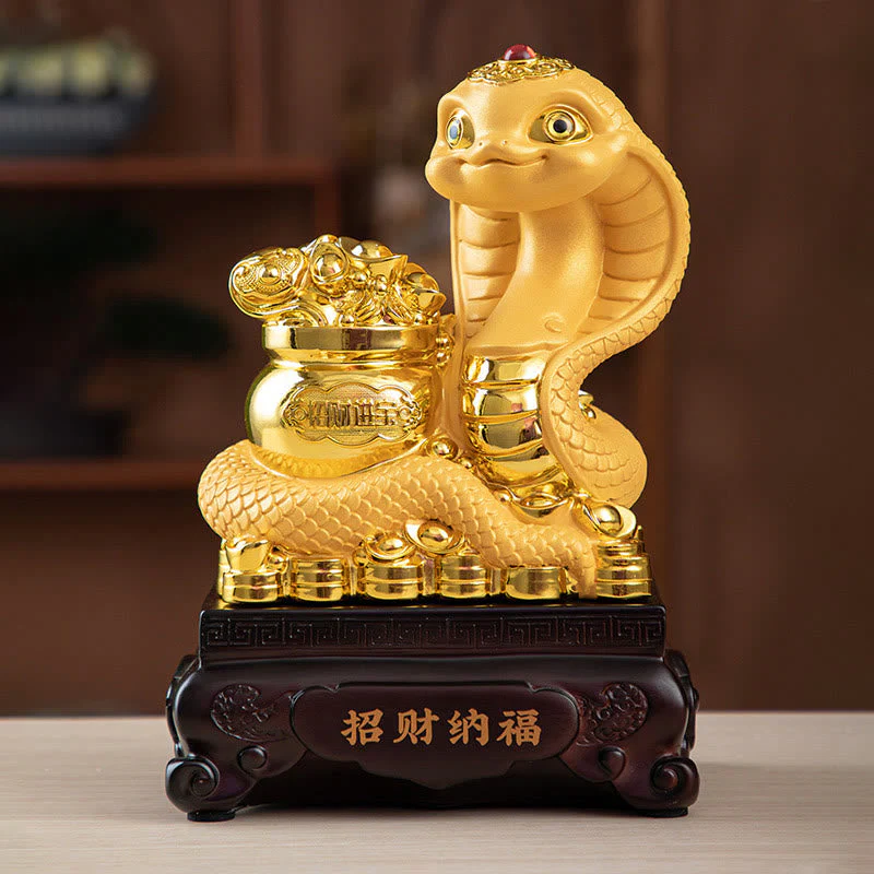 Small Resin Year of the Snake Gold Ingots Treasure Bowl Decor - Image 5