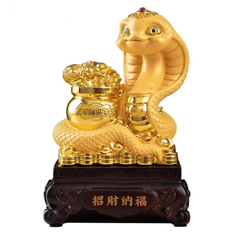 Small Resin Year of the Snake Gold Ingots Treasure Bowl Decor - Image 6