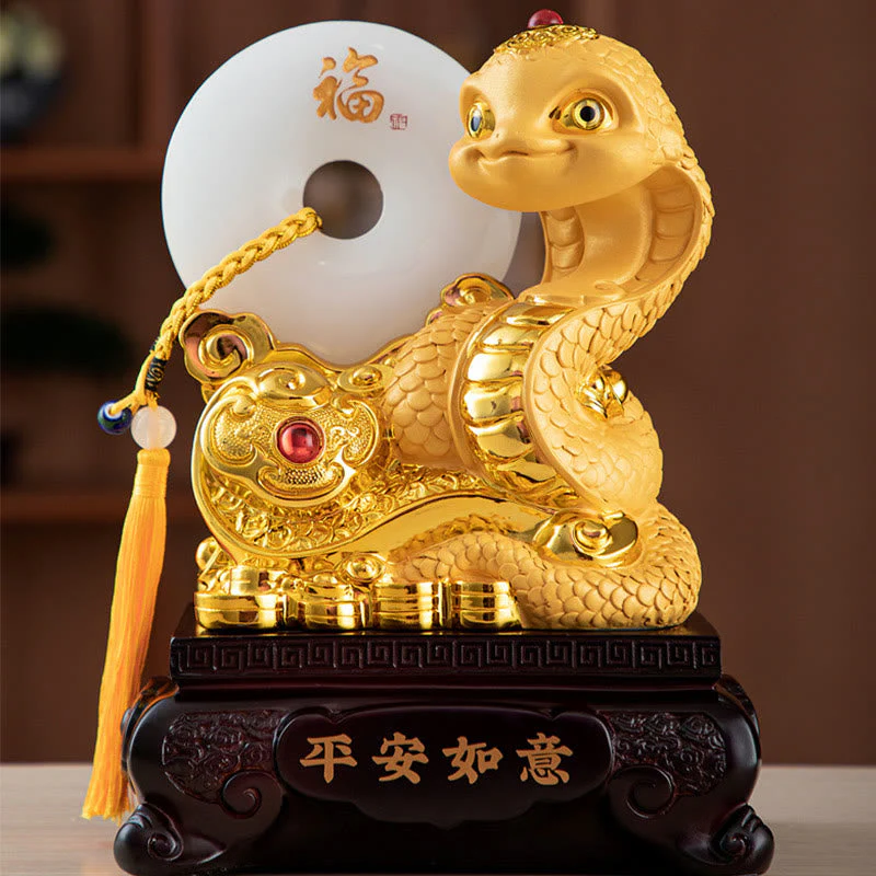 Year of the Snake Peace Buckle Resin Spiritual Statue 28cm - Image 3